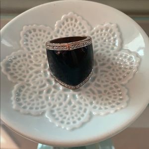 Black and faux diamond ring